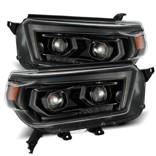 AlphaRex 10-13 Toyota 4Runner PRO-Series Proj Headlights Plank Style Alpha Blk w/Seq Signal/DRL 880754 *Discontinued