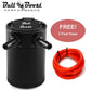 Black Aluminum Oil Catch Can Reservoir Tank Baffled Kit 2-Port | Free 3F Hose