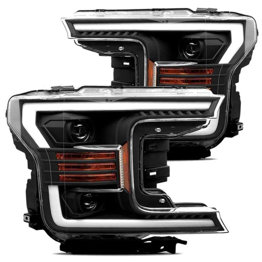 AlphaRex 18-19 Ford F-150 PRO-Series Proj Headlights Plank Style Matte Blk w/Activ Light/Seq Signal 880186 *Discontinued