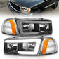 Anzo 99-17 GMC Sierra/Denali Headlights Black Amber (w/C Light Bars) 111522