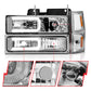ANZO 88-98 Chevrolet C1500 Crystal Headlights w/Light Bar Chrome Housing w/ Signal Side Markers 8Pcs 111529