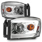 Anzo 06-09 Dodge RAM 1500/2500/3500 Headlights Chrome Housing/Clear Lens (w/ Light Bars) 111525