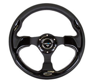 NRG Reinforced Steering Wheel (350mm / 2.5in. Deep)Blk Alcantara Comfort Grip w/4mm Matte Blk Spokes