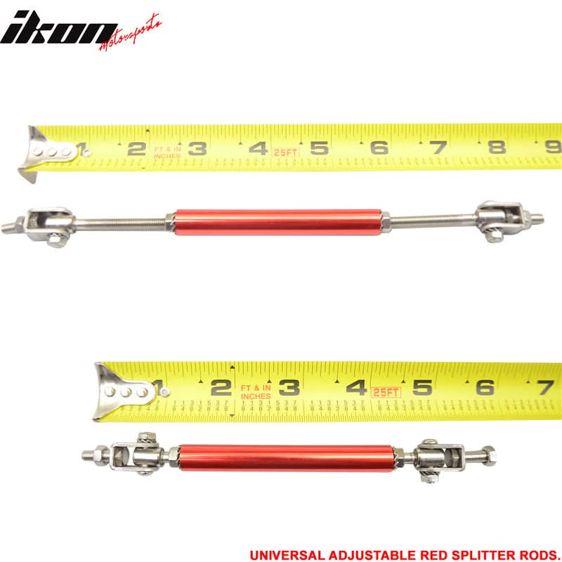 Universal Adjustable 5.5"-8" 2PC Red Bumper Lip Splitter Chin Rod