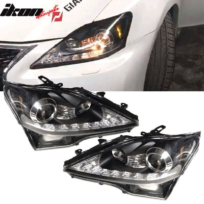 2006-2014 Lexus IS250 IS350 IS-F Facelift Style Headlights - Black