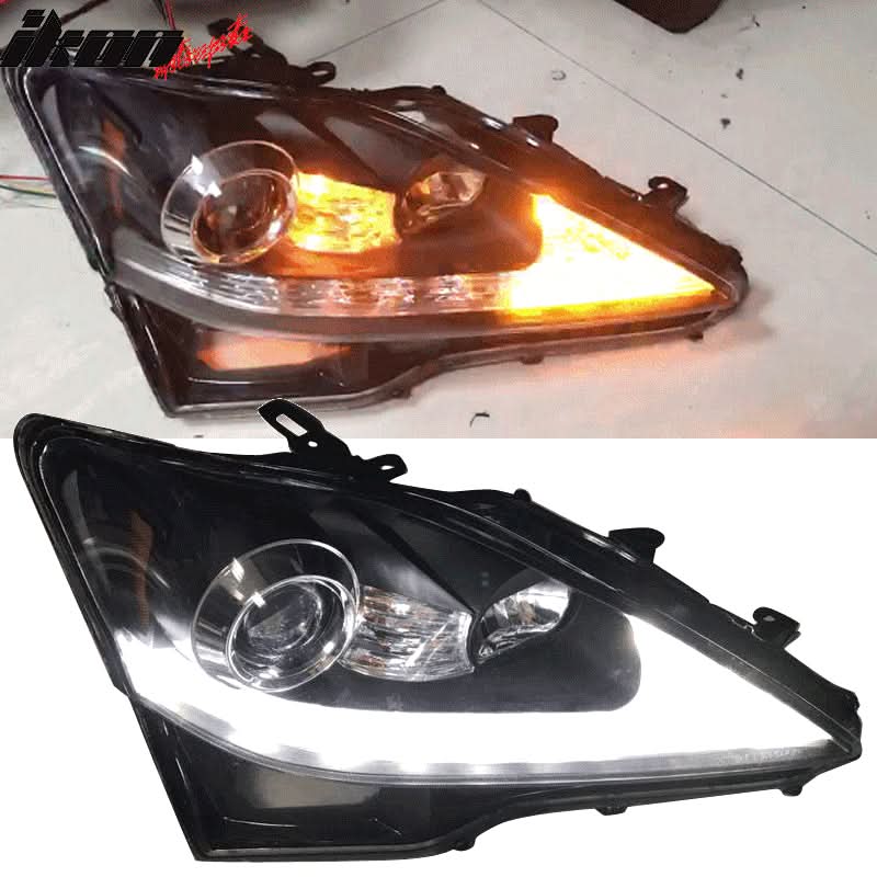2006-2014 Lexus IS250 IS350 IS-F Facelift Style Headlights - Black