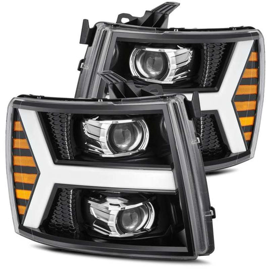 AlphaRex 07-13 Chevy 1500HD PRO-Series Proj Headlight Plank Style Gloss Blk w/Activ Light/Seq Signal 880206 *Discontinued