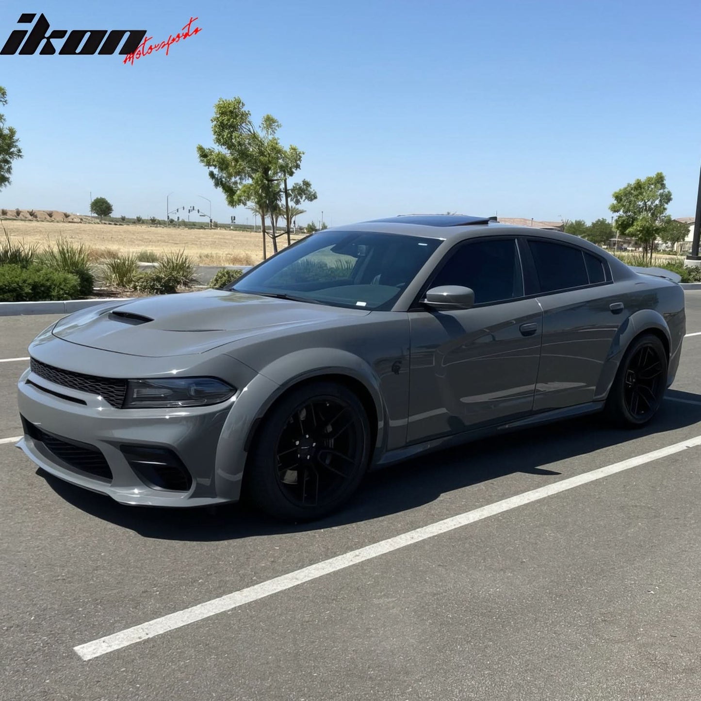2015-2023 Dodge Charger IKON Matte Black Rear Bumper Cover Diffuer PP