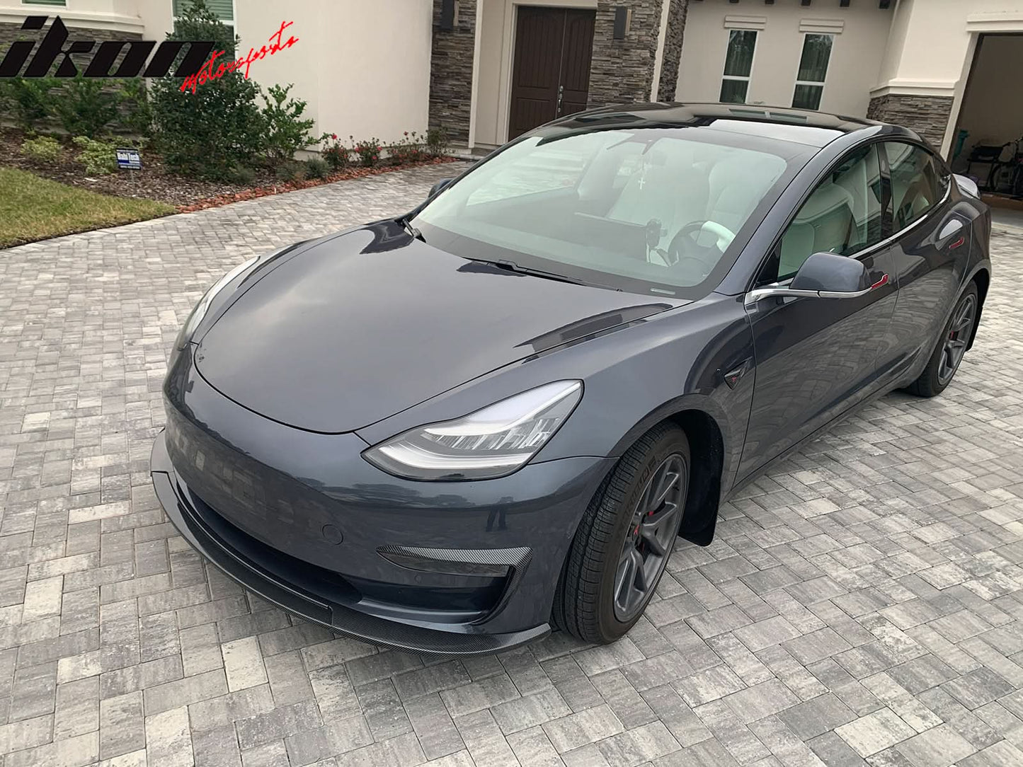2017-2023 Tesla Model 3 Carbon Fiber Print IKON Style Fog Light Trims