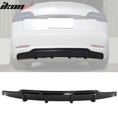 2017-2023 Tesla Model 3 Rear Bumper Lip Diffuser V Style #PBSB Black