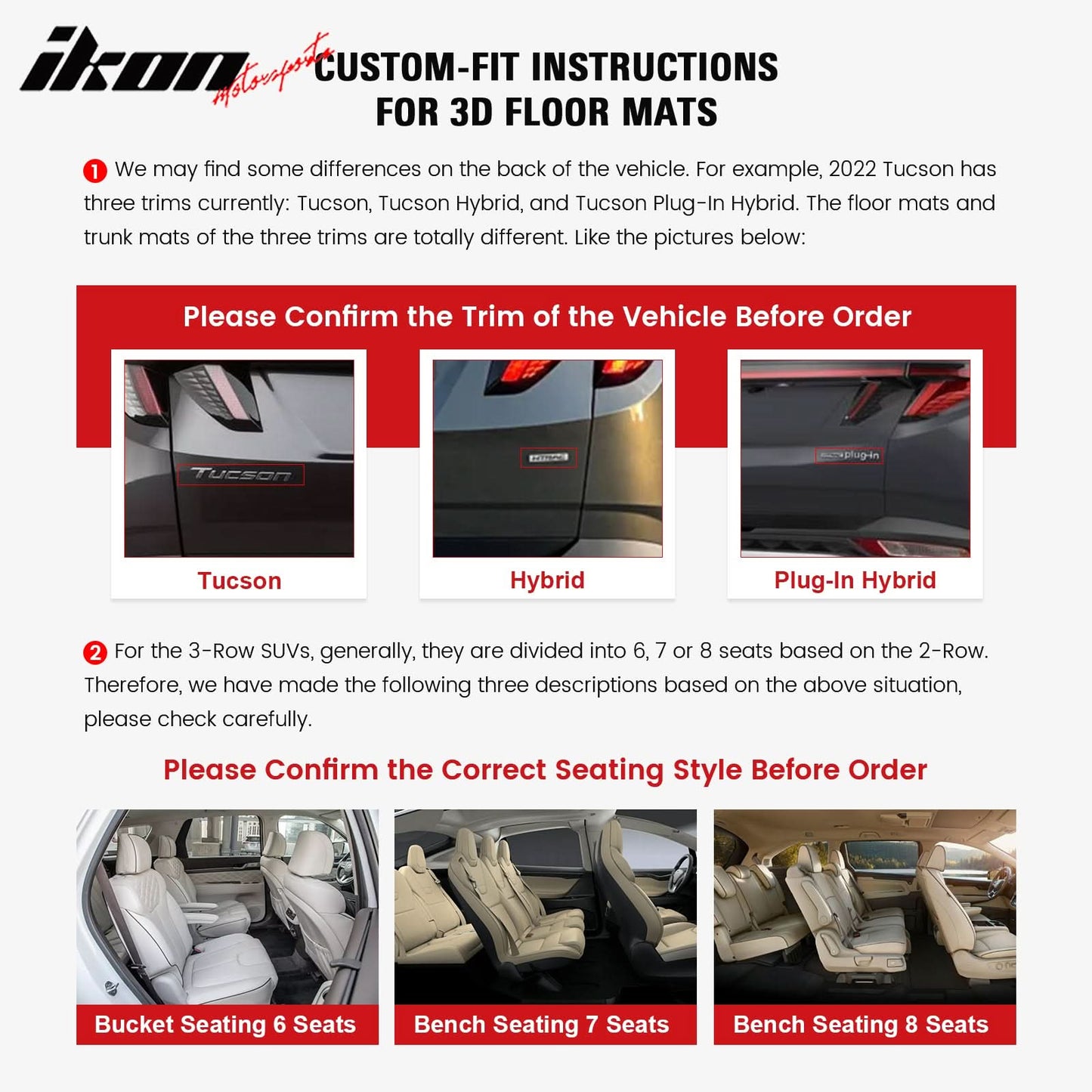 Car Floor Mat for 2022-2025 Subaru WRX All Weather 3D Liner Guard TPE