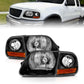 ANZO 1997-2003 Ford F150 Crystal Headlight Black w/ Parking Light 111460
