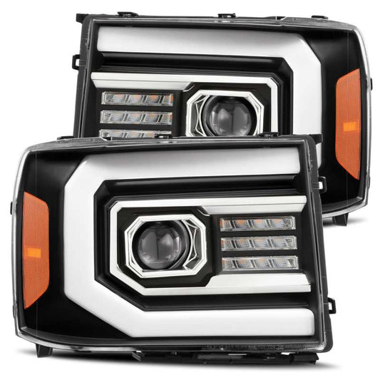 AlphaRex 07-13 GMC 1500HD PRO-Series Proj Headlights Plank Style Matte Blk w/Activ Light/Seq Signal 880606 *Discontinued