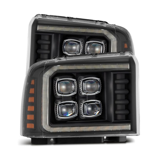 AlphaRex 05-07 Ford F250/350/450/550 Super Duty NOVA LED Proj HL Blk w/Actv Light & Seq Sig + SB DRL 880319 *Discontinued