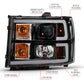 ANZO 2007-2013 Gmc Sierra 1500 Projector Headlight Plank Style Black w/ Clear Lens Amber 111482