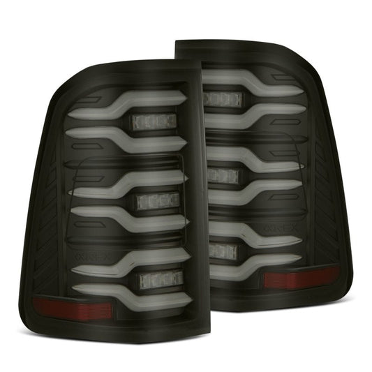AlphaRex 19-21 Dodge Ram 1500 Luxx-Series LED Tail Lights Black w/Activ Light/Seq Signal 640040 *Discontinued