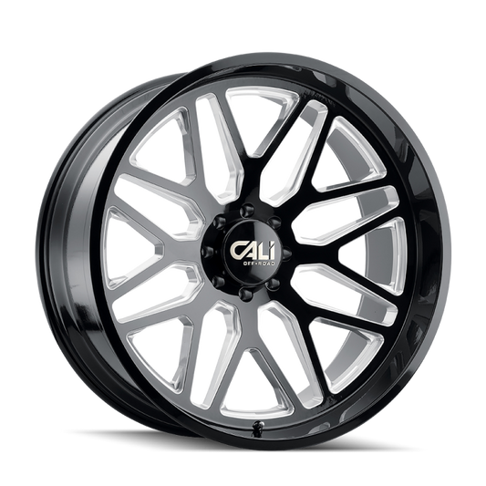 Cali Off-Road 9115 Invader 20x10 / 8x165.1 BP / -25mm Offset / 125.2mm Hub Gloss Black Milled Wheel 9115-2181BM