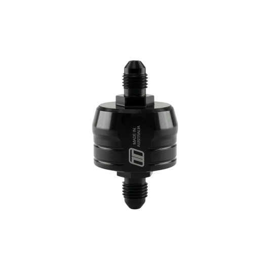 Turbosmart Billet Turbo Oil Feed Filter w/44 Micron Pleated Disc -4AN Male Inlet - Black