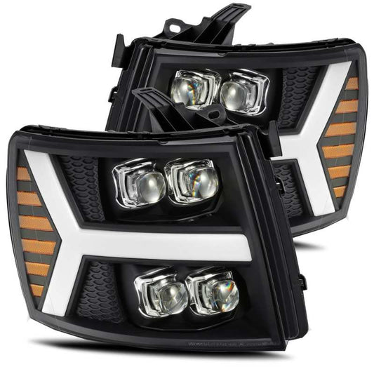 AlphaRex 07-13 Chevy 1500HD NOVA LED Proj Headlights Plank Style Matte Blk w/Activ Light/Seq Signal 880209 *Discontinued