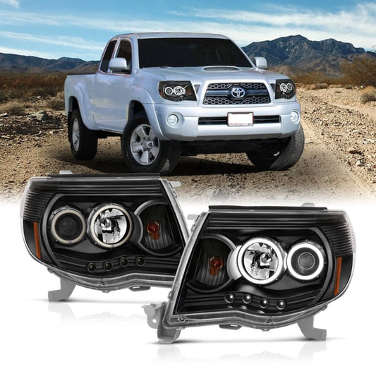 Anzo 2005-2011 Toyota Tacoma Projector Headlights w/ Halo Black
