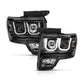 Anzo Ford F-150 09-14 Projector Switchback Headlights U-Bar Black W/ Amber