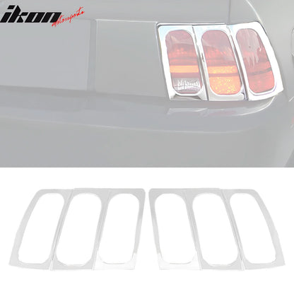 1999-2004 Ford Mustang Chrome ABS Tail Lights Frame Bezel Trim Pair