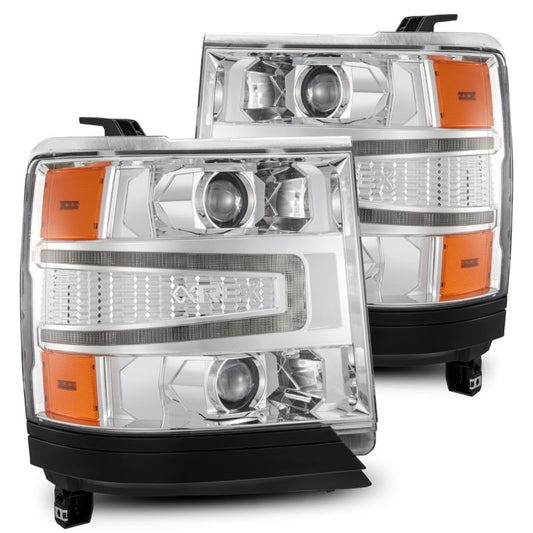 AlphaRex 16-18 Chevy 1500HD LUXX LED Proj Headlights Chrome w/Seq Actv Lgt / Seq Sig (Req PN 810023) 880235 *Discontinued