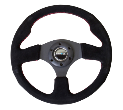 NRG Reinforced Steering Wheel (320mm) Suede w/Red Stitch