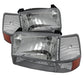 SPYDER Xtune Ford F150/Bronco 92-96 Headlights w/Corner Bumper 6pcs Amber- Chrome HD-JH-FB92-SET-AM-C 5073150