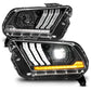 ANZO 13-14 Ford Mustang (w/ Factory HID/Xenon HL only) Projector Headlights w/Light Bar Black 121572