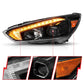 ANZO 15-18 Ford Focus Projector Headlights - w/ Light Bar Switchback Black Housing 121564