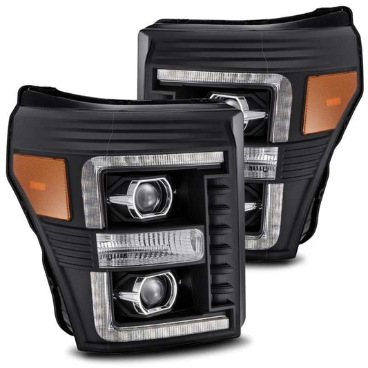 AlphaRex 11-16 Ford F-250 SD PRO-Series Projector Headlights Plank Style Design Black w/Seq Signal 880142 *Discontinued