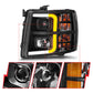 ANZO 2007-2013 Chevrolet Silverado 1500 Projector w/ Light Bar Black Housing w/ Sequential 111545