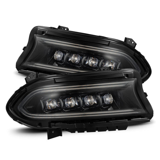 AlphaRex 15-23 Dodge Charger NOVA LED Proj Headlights Alpha-Blk w/Actv Light & Seq.Sig / SB DRL 880500 *Discontinued