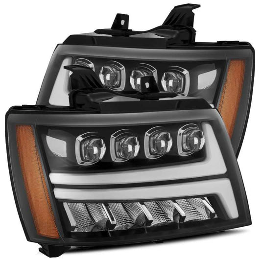 AlphaRex 07-13 Chevy Avalanche NOVA LED Proj Headlights Plank Style Gloss Black w/Activ Light/DRL 880287 *Discontinued