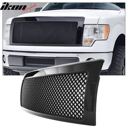 2009-2014Â Ford F-150 Gloss Black Front Upper Mesh Grille W/Shell ABS