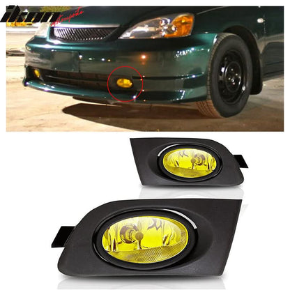 2001-2003Â Honda Civic Yellow Lens 2PCS Front Bumper Fog Lights Lamps