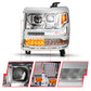ANZO 16-18 Chevy Silverado 1500 (Factory HID Models ONLY) Full LED Proj Headlights Chrome - Pair 111623A