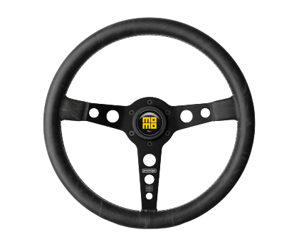 Momo Prototip Heritage Steering Wheel 350 mm - Black Leather/White Stitch/Black Spokes