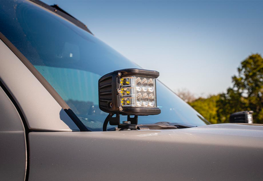 Cali Raised LED Cali Raised 10-24 Toyota 4Runner Low Profile Led Ditch Light Brackets Kit - Brackets W/3X2 18W Amber CR2496