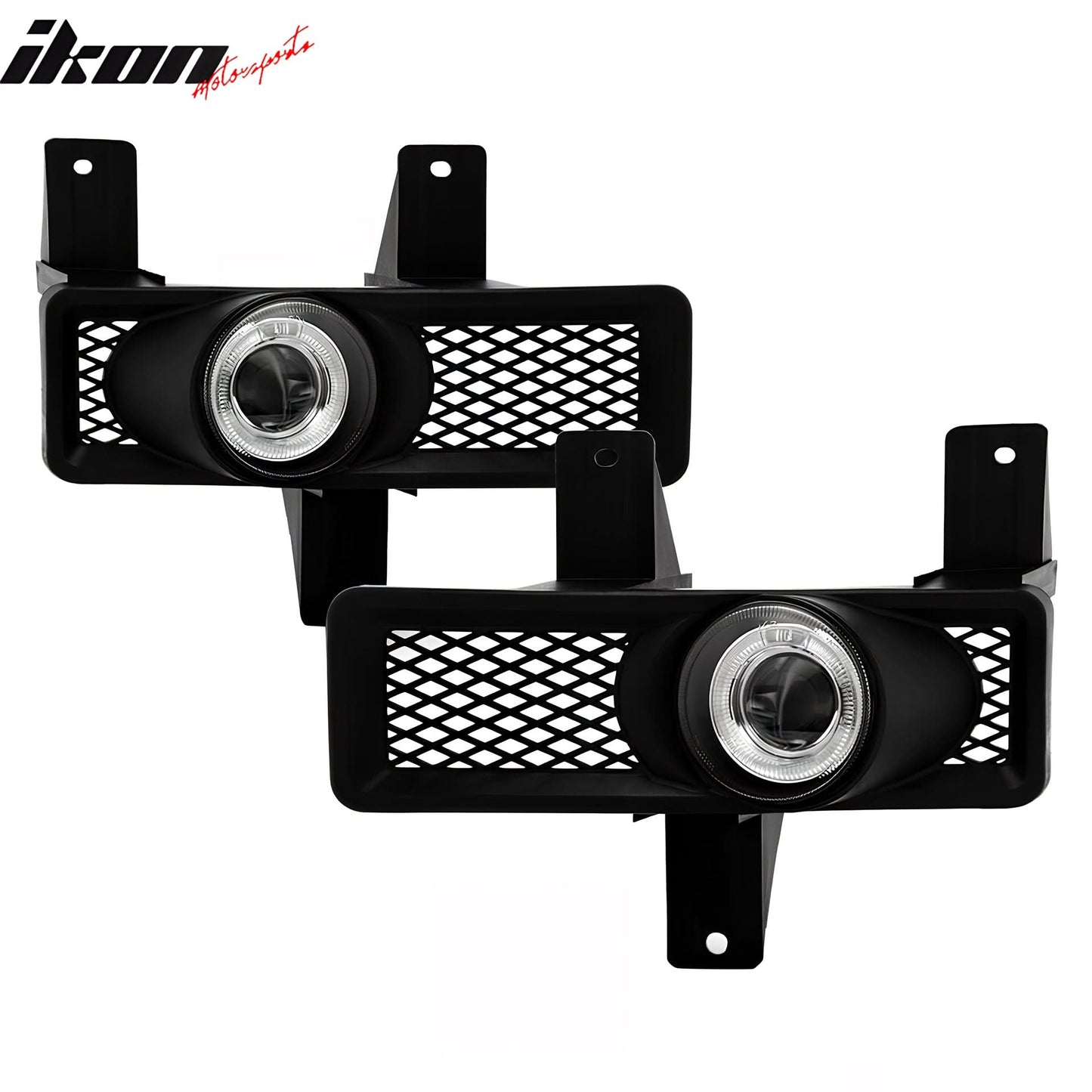 1997-1998 Ford F-150 Ring Style 2PC Projector Fog Lights Black Housing