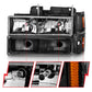ANZO 88-98 Chevrolet C1500 Crystal Headlights Black 111505