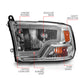 ANZO 2009-2018 Dodge Ram 1500/ 2500/ 3500 Crystal Headlights w/ Light Bar Chrome Housing 111516