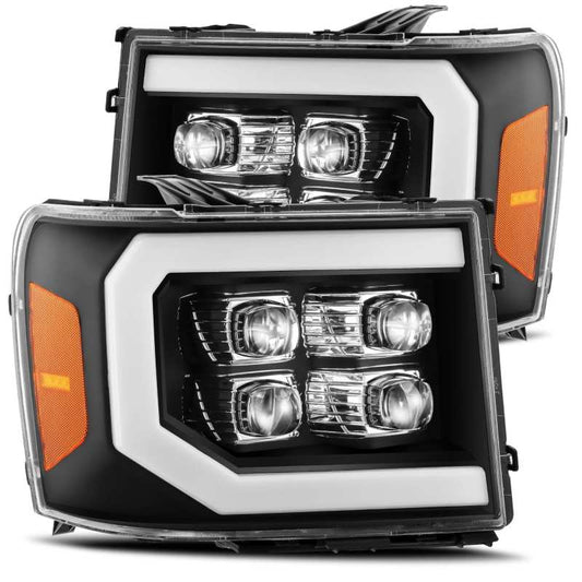AlphaRex 07-13 GMC 1500HD NOVA LED Proj Headlight Plank Style Gloss Blk w/Activ Light/Seq Signal/DRL 880609 *Discontinued