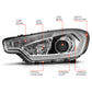 ANZO 2014-2016 Kia Forte Projector Headlights w/ Light Bar Chrome Housing 121561