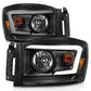Anzo 06-09 Dodge RAM 1500/2500/3500 Headlights Black Housing/Clear Lens (w/ Light Bars) 111524