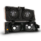 ANZO 2003-2006 Chevy Silverado Crystal Headlight w/ Signal Light Black Amber (4 pcs) 111452