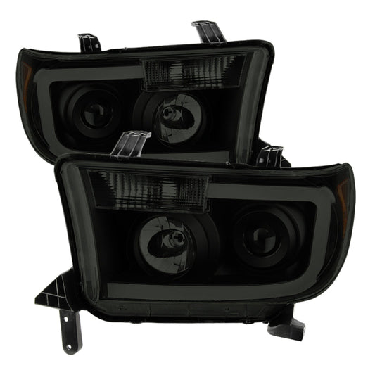 SPYDER Xtune Toyota Tundra 07-13 LED Light Bar Projector Headlights Black Smoked PRO-JH-TTU07-LED-BSM 9030413