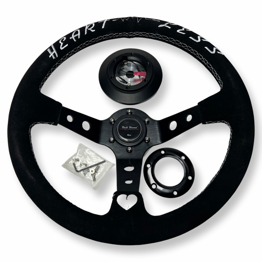 Suede Aluminum Steering Wheel + Billet Short Hub Adapter Kit For Civic Integra Accord