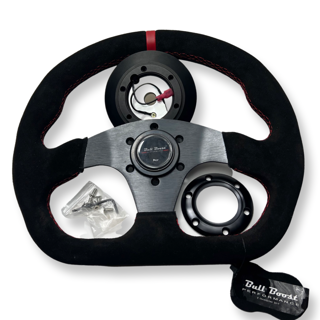 Suede Steering Wheel + Short Hub Adapter Kit For 02-07 Impreza WRX STI Legacy